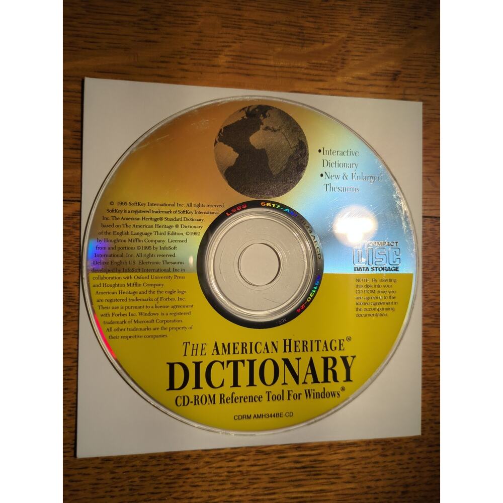 The American Heritage Dictionary Reference Tool for Windows 3.1 / 95 Disc Only